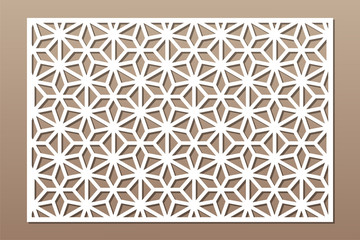 Set decorative card for cutting. Line, arabesque, weaving pattern. Laser cut. Ratio 2:3. Vector illustration.