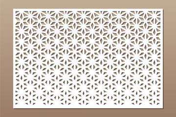 Set decorative card for cutting. Line, arabesque, weaving pattern. Laser cut. Ratio 2:3. Vector illustration.