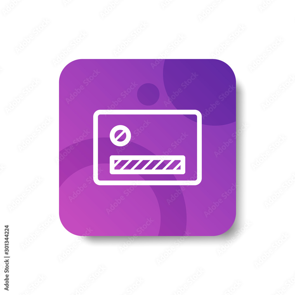 Poster credit card round icon in outline / line style (ununite / ungroup line) with colorful smooth gradien
