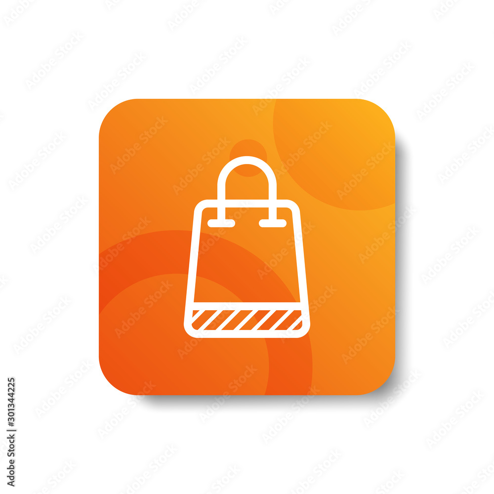 Poster shopping bag round icon in outline / line style (ununite / ungroup line) with colorful smooth gradie