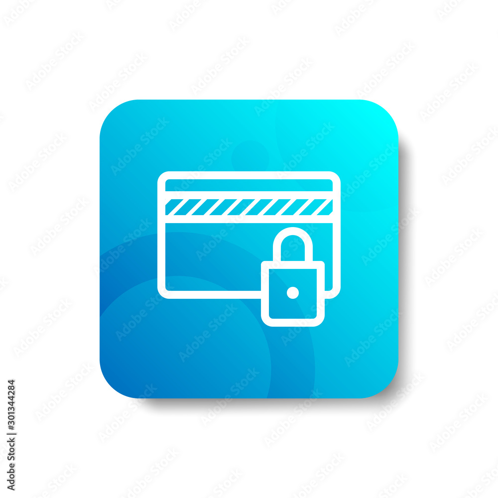 Poster secure payment round icon in outline / line style (ununite / ungroup line) with colorful smooth grad