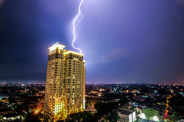 A lightning struck the building in South Jakarta Indonesia.