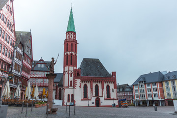 Fototapeta premium Buildings in Frankfurt am Main Morning. Frankfurt architecture with central banks. 08.11.2019, Frankfurt am main, Germany.