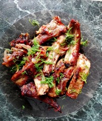 grilled meat and vegetables