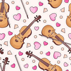 Musical instrument violin pattern vector love