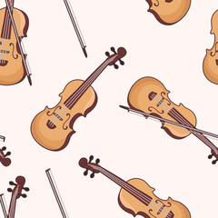 Musical instrument violin pattern vector