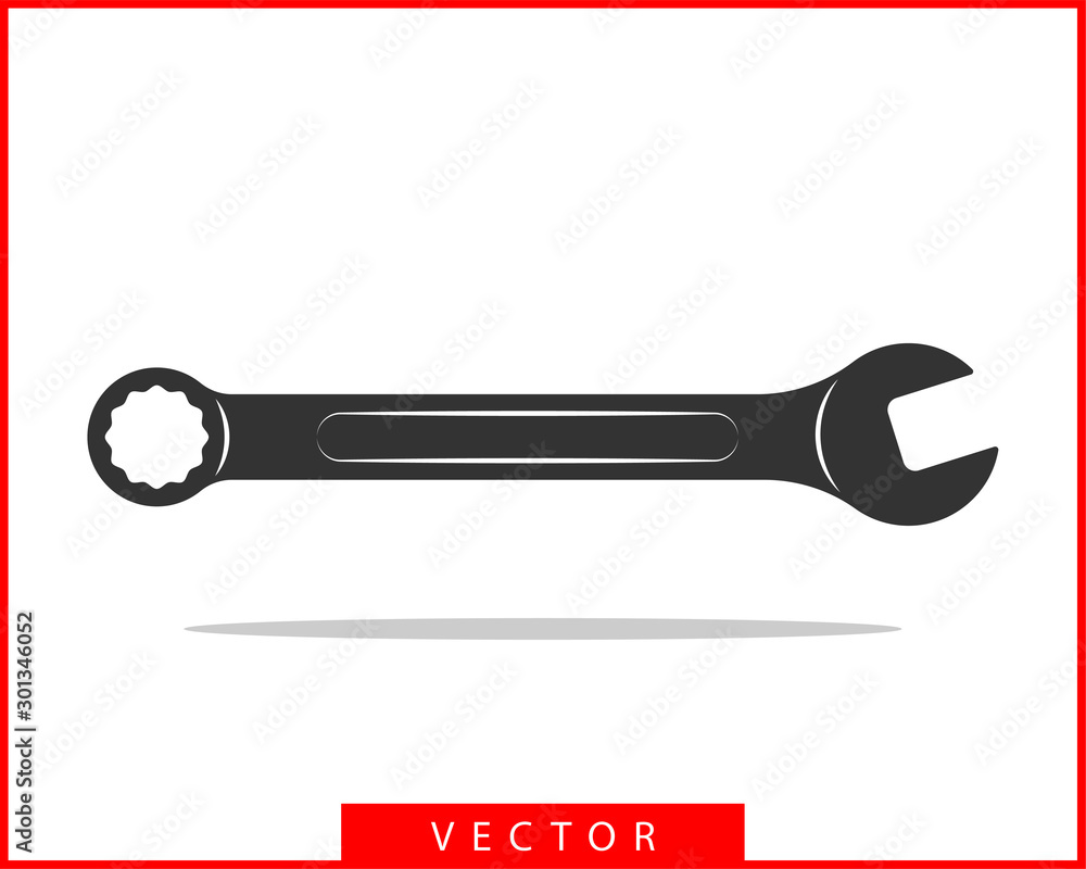 Poster tools vector wrench icon. spanner logo design element. key tool isolated on white background.