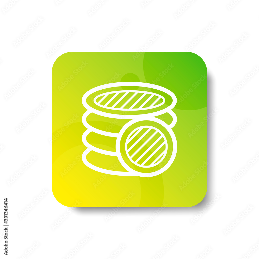 Poster stack of coin round icon in outline / line and stripes style (ununite / ungroup line) with colorful 