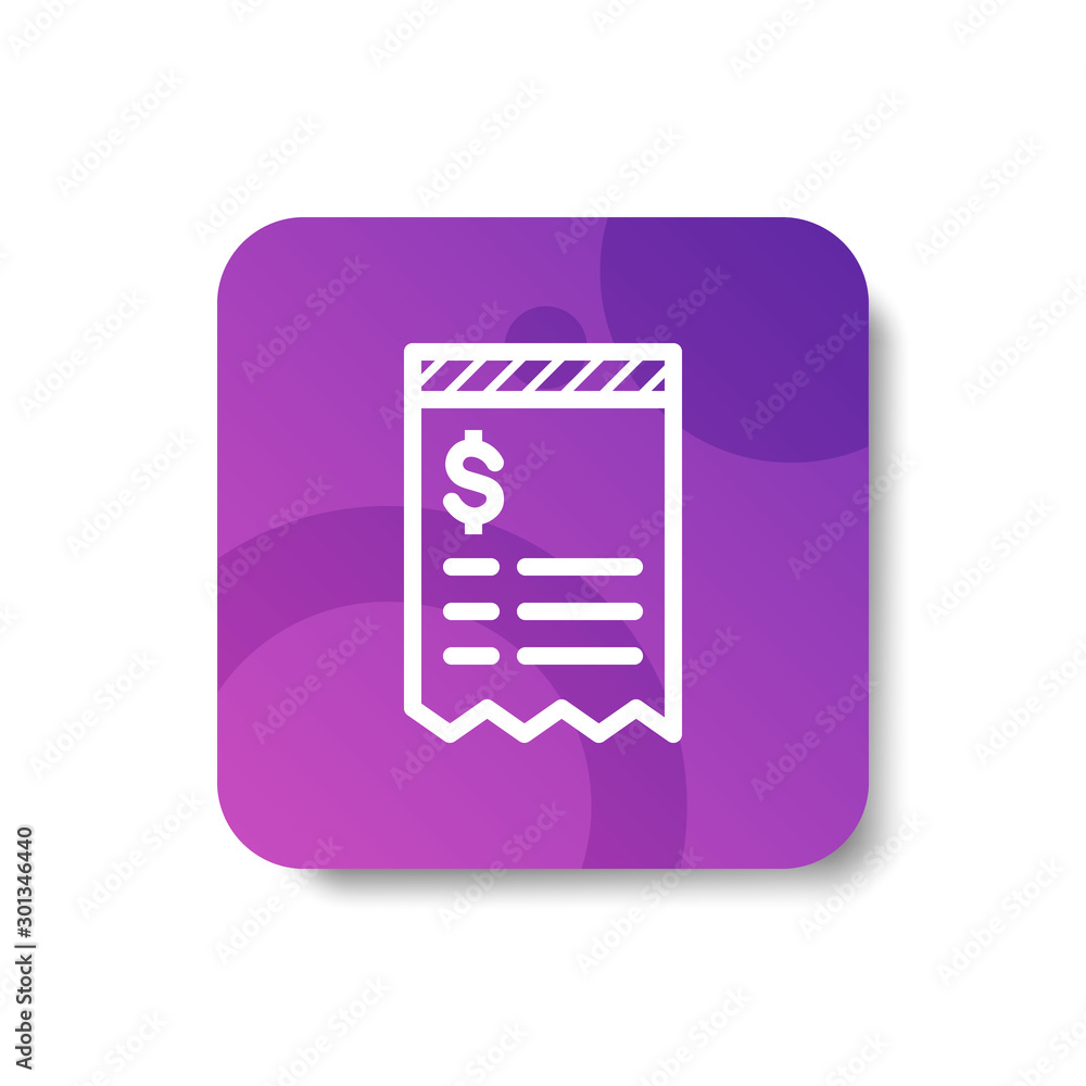 Poster torn invoice round icon in outline / line and stripes style (ununite / ungroup line) with colorful s
