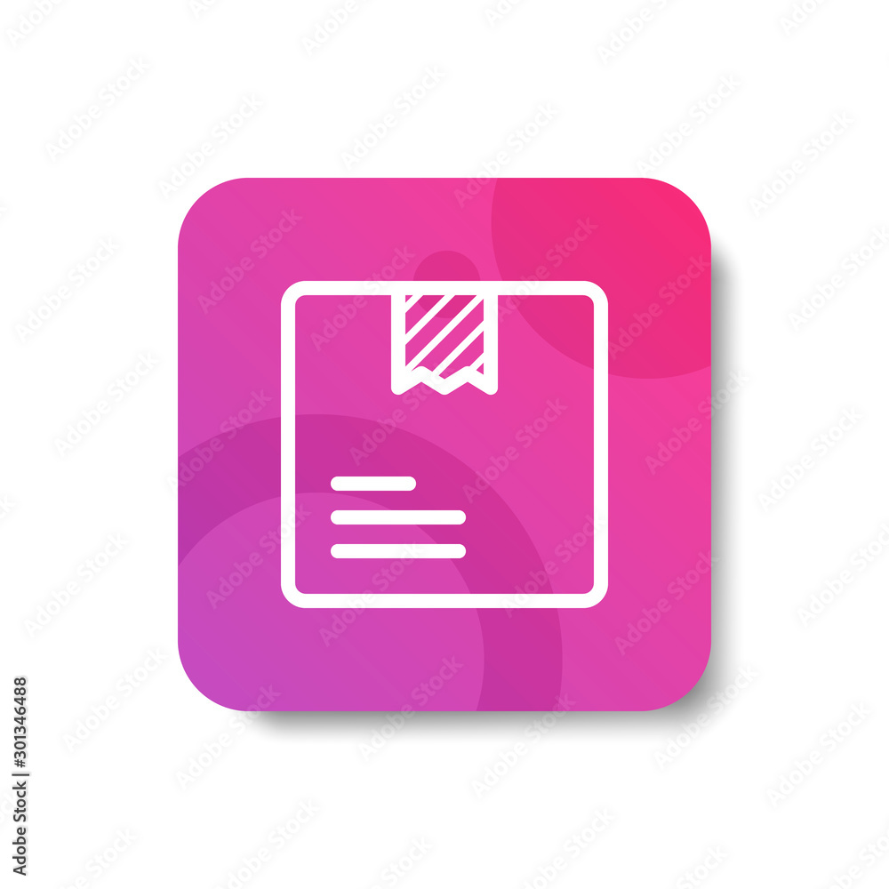 Poster box delivery round icon in outline / line and stripes style (ununite / ungroup line) with colorful s