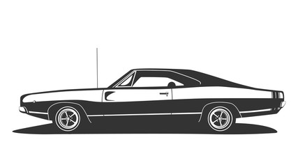 American muscle car vector. Vintage hot rod with power motor cupe. USA cars logo design. Template for t shirt print.