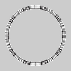 Round frame vector vintage pattern design template. Circle border designs plaid fabric texture. Scottish tartan background for collage art, gif card, handmade crafts.