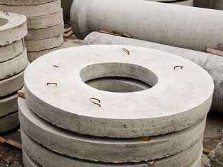 Well covers. Reinforced concrete products, finished goods warehouse.