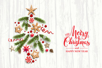 Festive composition with pine tree branches © paprika