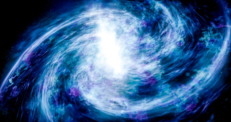 Closeup of stars of spiral galaxy.  Interstellar travel.