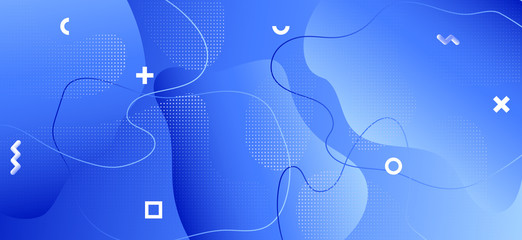 Blue Fluid Design. Trendy Wave Presentation. 