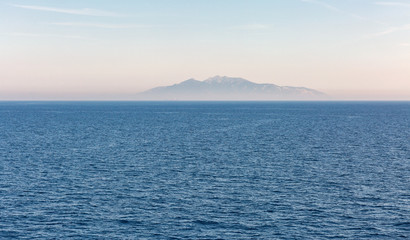 Elba Island silhouette in the open sea