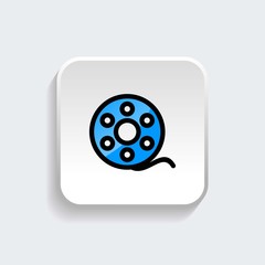 Roll film movie icon symbol with modern flat style icon for web site design, logo, app, UI isolated on white background. Vector illustration
