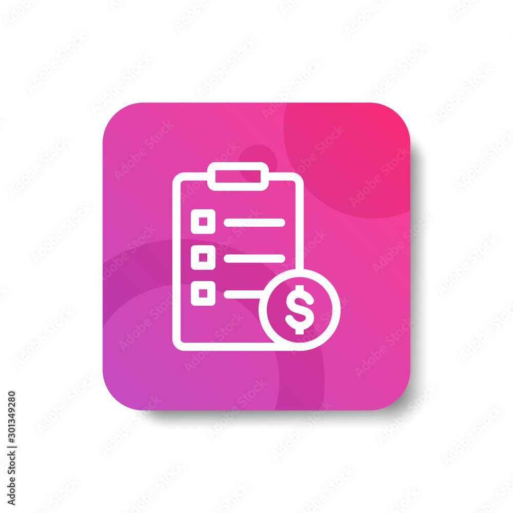 Poster shopping/buying list round icon in outline / line and stripes style with colorful smooth gradient ba
