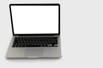 Laptop with blank screen mock-up isolated