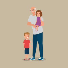 grandfather with grandchildren avatar character vector illustration design