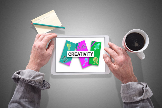 Creativity concept on a tablet