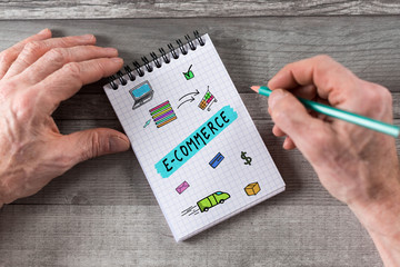 E-commerce concept on a notepad