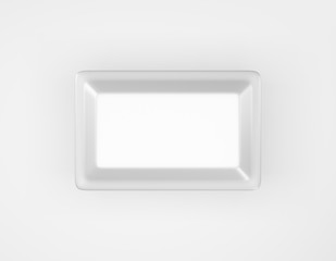 Modern packaging rectangular box glossy metal mockup on white background. Thermo container for lunch, food or things. 3D rendering