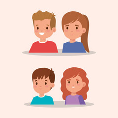 group of little children avatar character vector illustration design