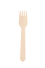 Eco - friendly fork isolated on white background. Disposable tableware