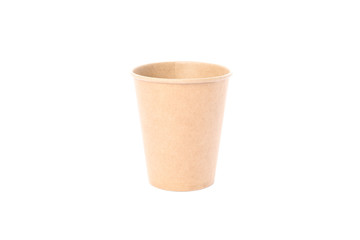 Eco - friendly cup isolated on white background. Disposable tableware