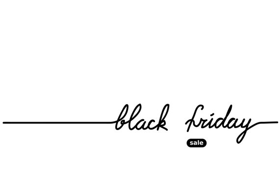 black friday one line minimal banner, background. Black friday sale lettering