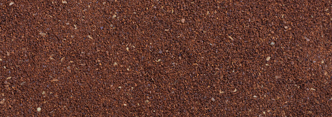Coffee ground full background, banner, top view
