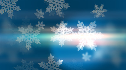 Light Blue background with 3d snowflakes.