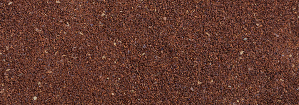 Coffee ground full background, banner, top view