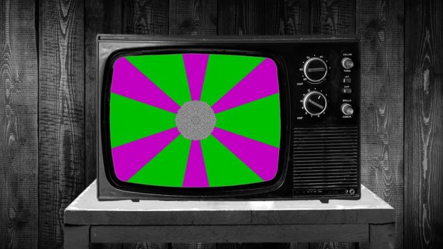Zoom in then fixed shot on original television test pattern no signal static tv