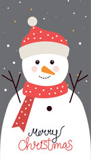 merry christmas poster with snowman design
