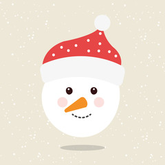 merry christmas head of snowman character design