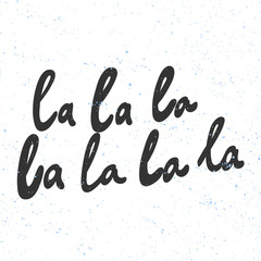 La la la. Christmas and happy New Year vector hand drawn illustration banner with cartoon comic lettering. 