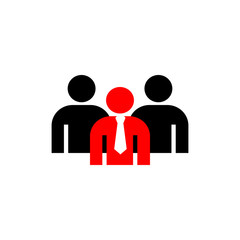 Fototapeta premium Symbol of business people in flat style with team leader. Icon for web site design, logo, app, isolated on white background. vector illustration eps 10