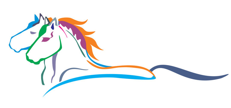 Colorful vector horses