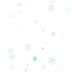 Naklejka na ściany i meble Falling down snow confetti, snowflake vector border. Festive winter, Christmas, New Year sale background. Cold weather, winter storm, scatter texture. Hipster snowfall falling snowflakes cool confetti