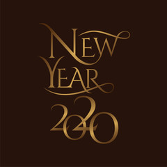 Happy New Year 2020 typography design