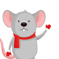 merry christmas cute mouse character vector illustration design