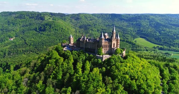 Aerial view of famous Hohenzollern Castle, Germany.