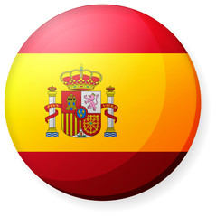 Obraz premium Circular country flag icon illustration ( button badge ) / Spain