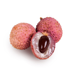 Group of lychee fruit isolate on a white background.