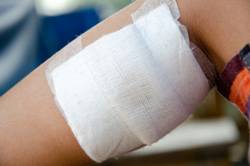 White bandage for First Aid Child 's Injuried