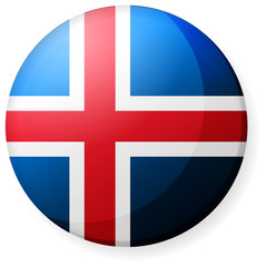 Obraz premium Circular country flag icon illustration ( button badge ) / Iceland