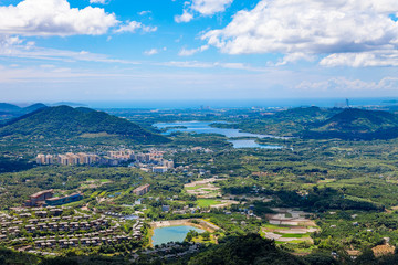 Fototapeta na wymiar China Sanya Hainan Aireal Landscape View with blue sky and clouds